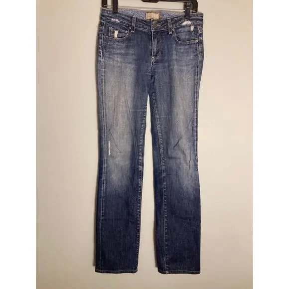 Paige Melrose Straight Leg Jeans Medium Wash Sz 28 ~ 32.5 Inseam Long Legs Here! - Picture 1 of 5